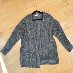Long Grey Knit Cardigan Size Large
